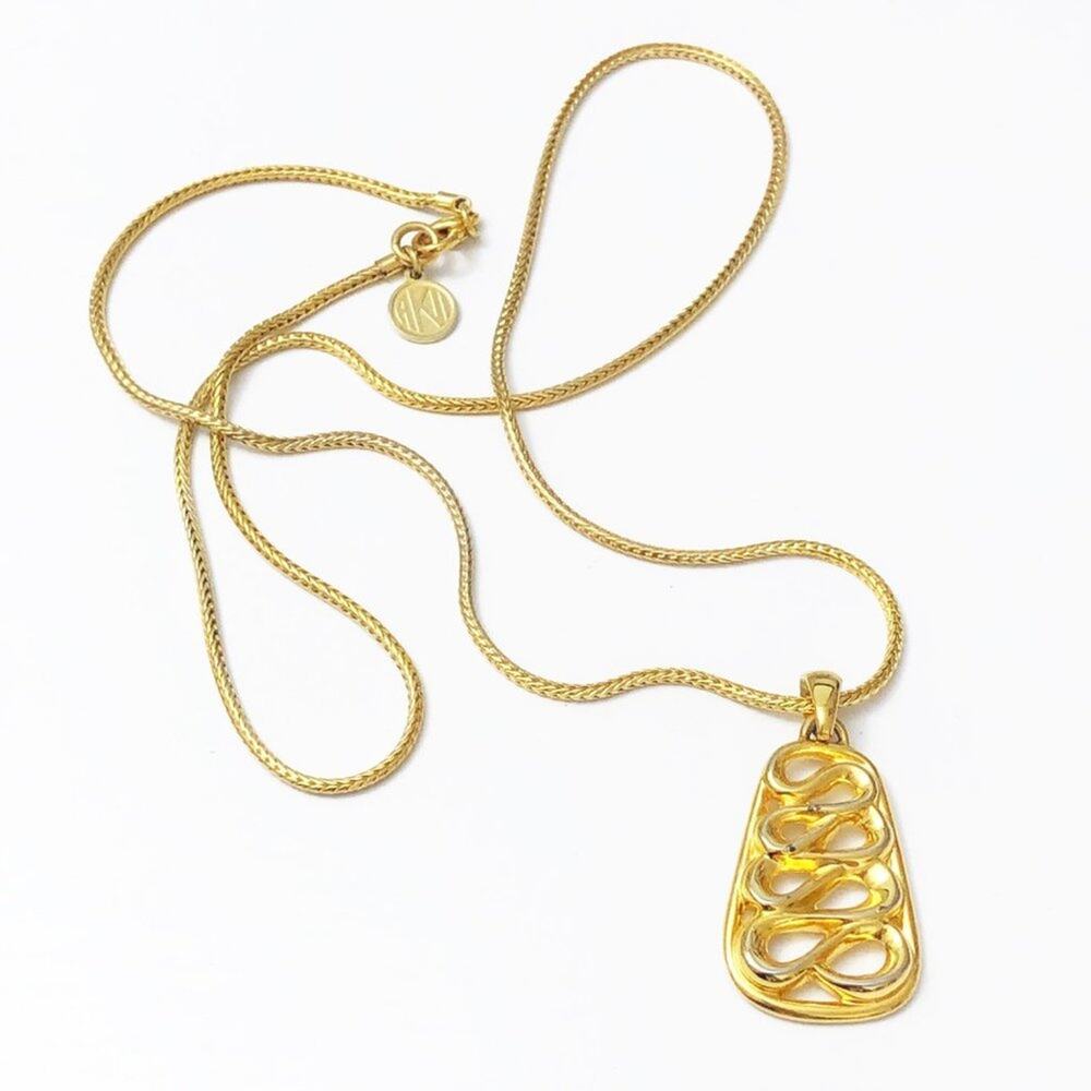 Anne Klein II Vintage Gold Squiggle Pendant Necklace